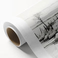 Vintage Landscape Art – Snowy Barn in Winter – Antique Rural Scene Wall Art