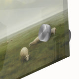 Vintage Landscape Art – Sheep Grazing in Serene Green Countryside