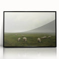 Vintage Landscape Art – Sheep Grazing in Serene Green Countryside