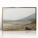 Vintage Landscape Art – Coastal Scene with Soft Beige and Blue Tones