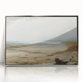 Vintage Landscape Art – Coastal Scene with Soft Beige and Blue Tones