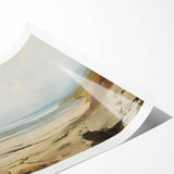 Vintage Landscape Art – Coastal Scene with Soft Beige and Blue Tones