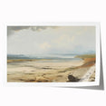 Vintage Landscape Art – Coastal Scene with Soft Beige and Blue Tones