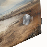 Vintage Landscape Art – Winding River in Warm Brown and Beige Tones