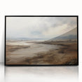 Vintage Landscape Art – Winding River in Warm Brown and Beige Tones