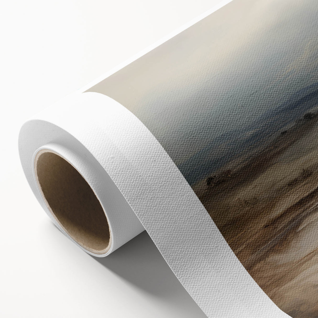 Vintage Landscape Art – Winding River in Warm Brown and Beige Tones