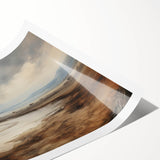 Vintage Landscape Art – Winding River in Warm Brown and Beige Tones