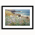 Vintage Landscape Art – Coastal Cliff with Wildflowers – Antique Seaside Wall Art