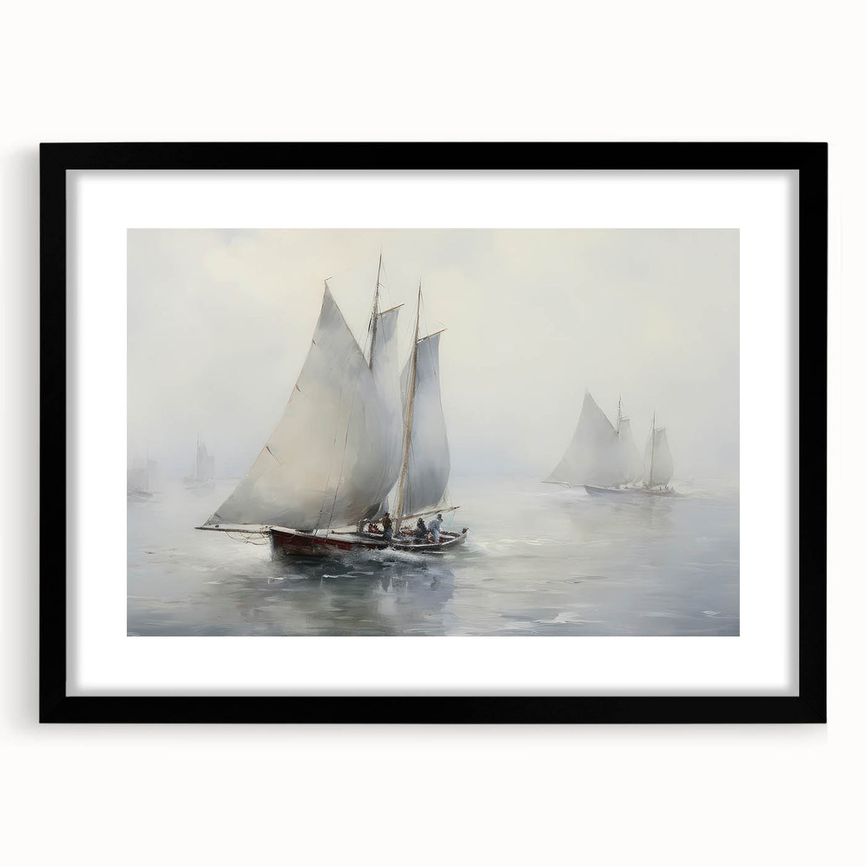 Vintage Landscape Art – Sailing Boats on Calm Waters – Antique Maritime Wall Art