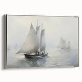 Vintage Landscape Art – Sailing Boats on Calm Waters – Antique Maritime Wall Art