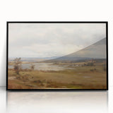 Vintage Landscape Art – Serene Countryside with River and Village – Antique Rural Scene Wall Art