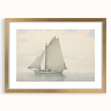 Vintage Landscape Art – Sailboat on Calm Waters – Antique Maritime Wall Art