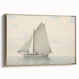 Vintage Landscape Art – Sailboat on Calm Waters – Antique Maritime Wall Art