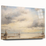 Vintage Landscape Art – Sailing Boats on Tranquil Waters – Antique Maritime Wall Art