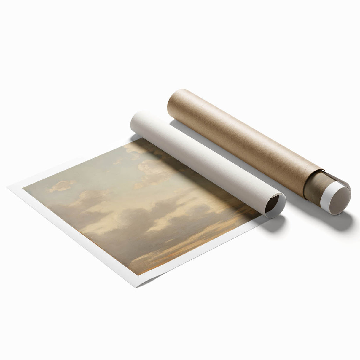 Vintage Landscape Art – Dramatic Sky with Soft Clouds – Antique Cloudscape Wall Art