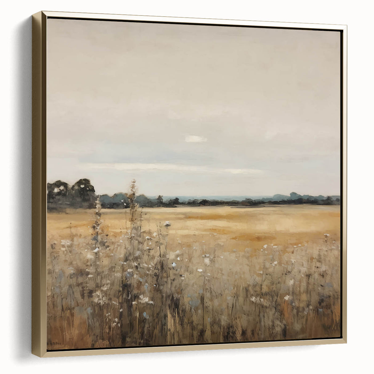 Golden Field Vintage Landscape Art – Classic Countryside Wall Print