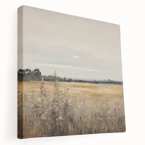 Golden Field Vintage Landscape Art – Classic Countryside Wall Print