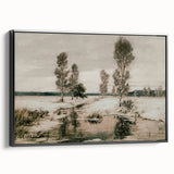 Vintage Landscape Art: Winter Trees and Frozen Stream Print