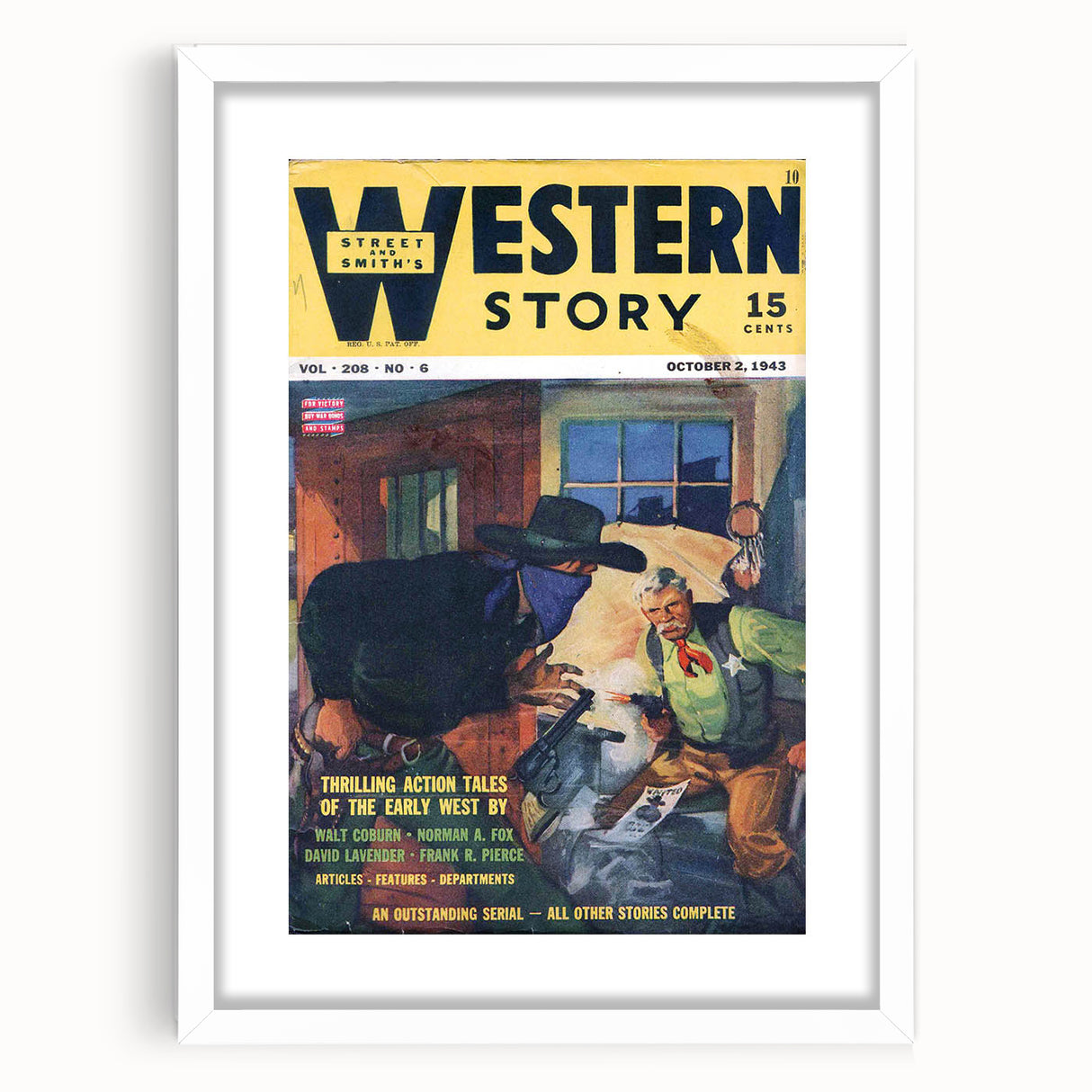 Vintage Magazine Cover Art – Western Story Action Print