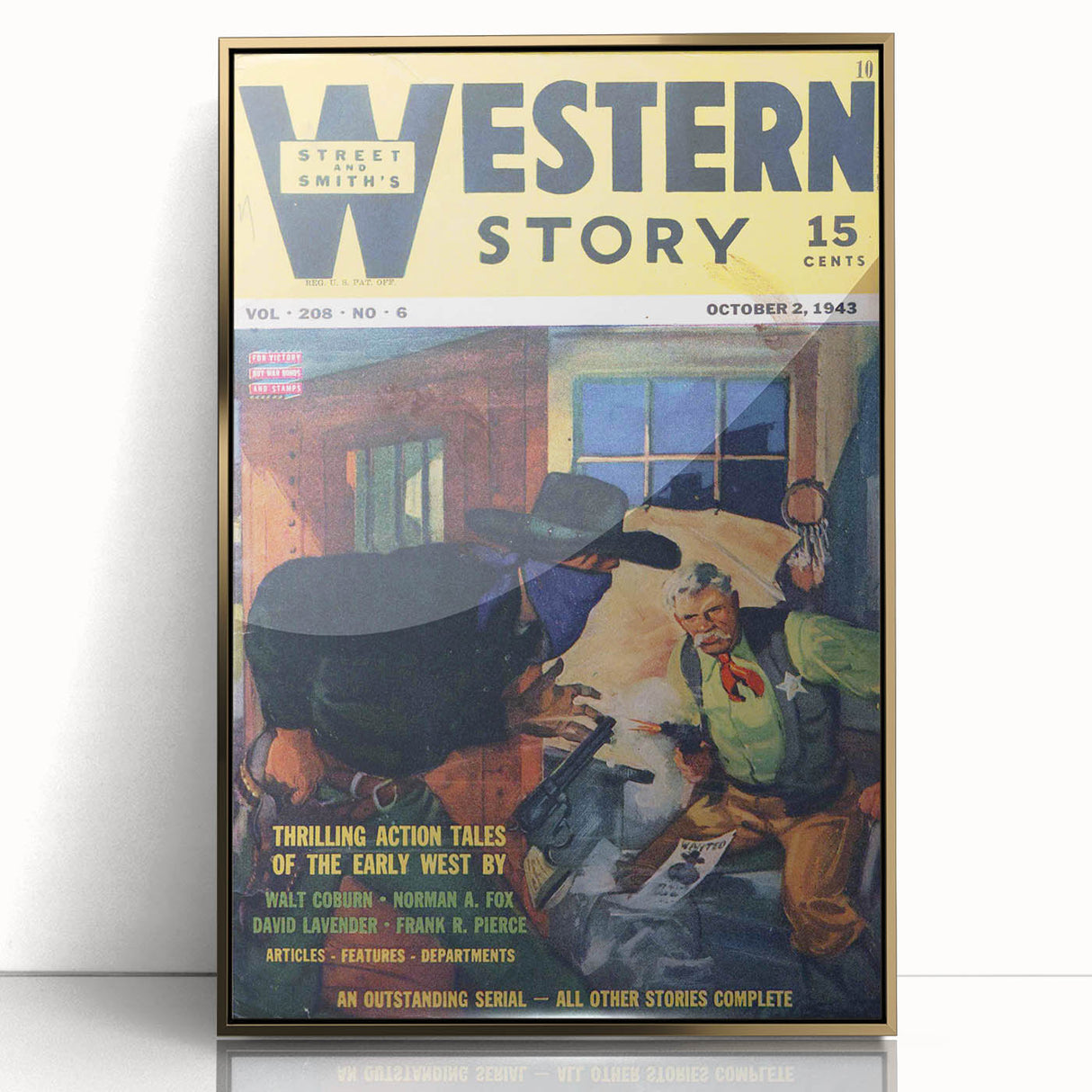 Vintage Magazine Cover Art – Western Story Action Print