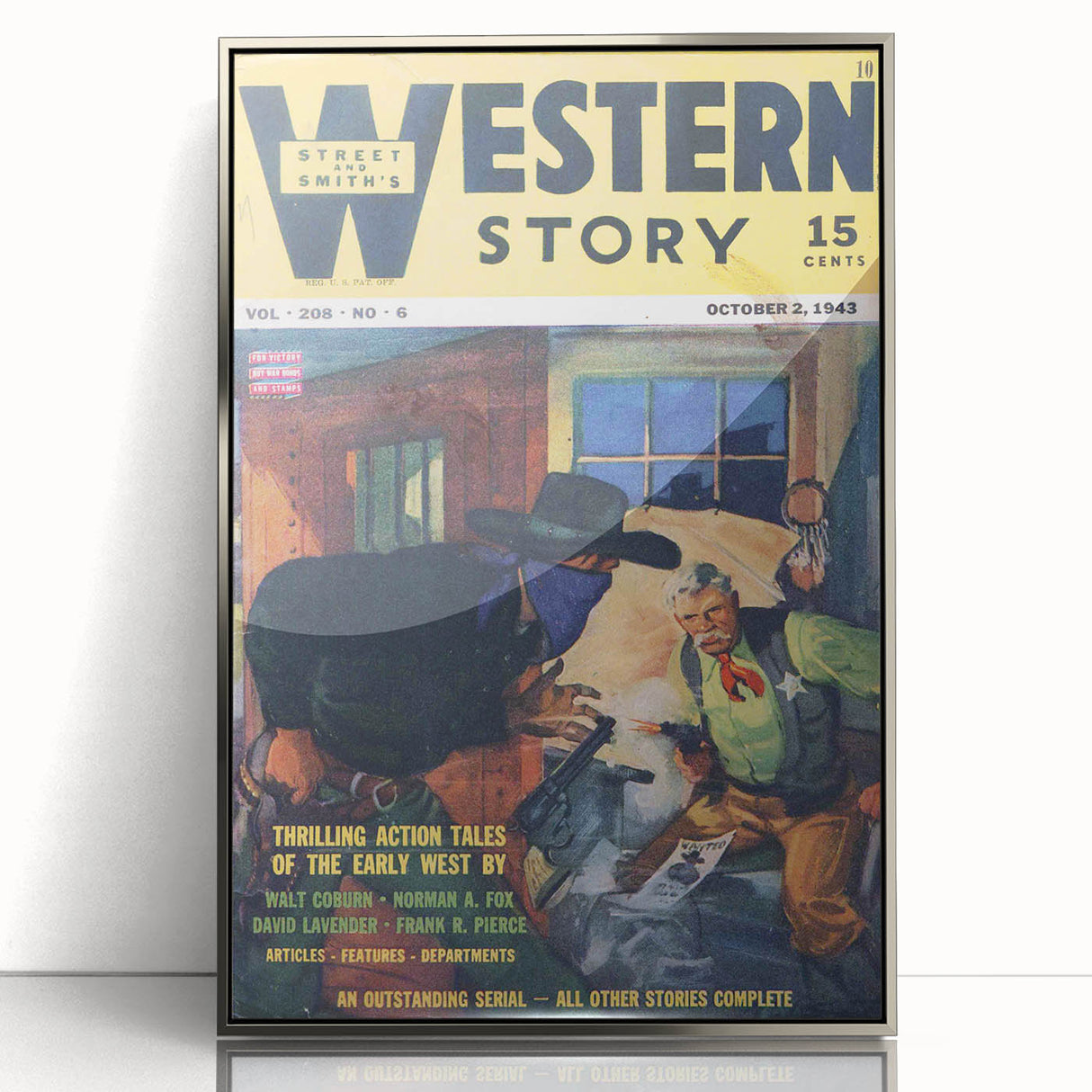 Vintage Magazine Cover Art – Western Story Action Print