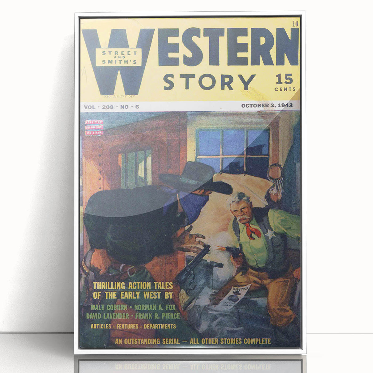 Vintage Magazine Cover Art – Western Story Action Print