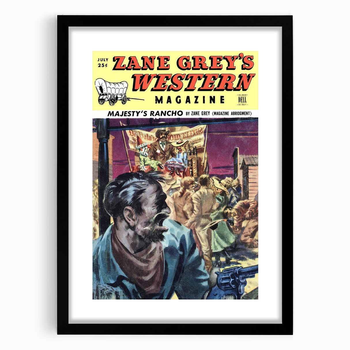 Vintage Magazine Cover Art – Zane Grey’s Western Action Print