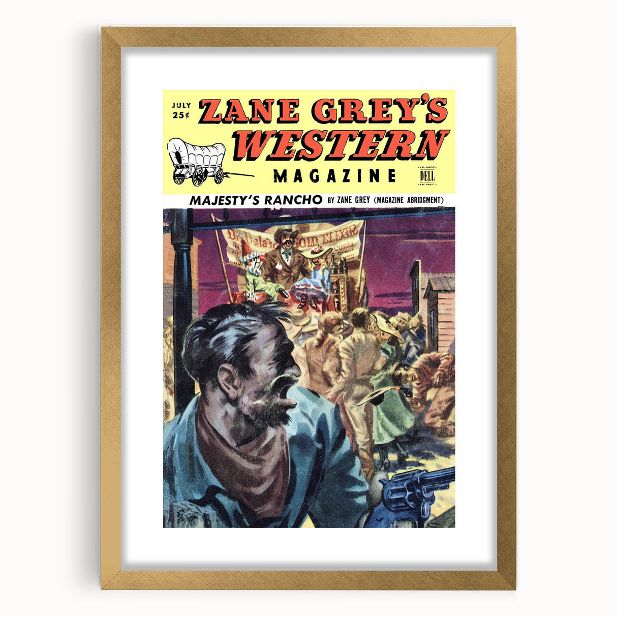 Vintage Magazine Cover Art – Zane Grey’s Western Action Print