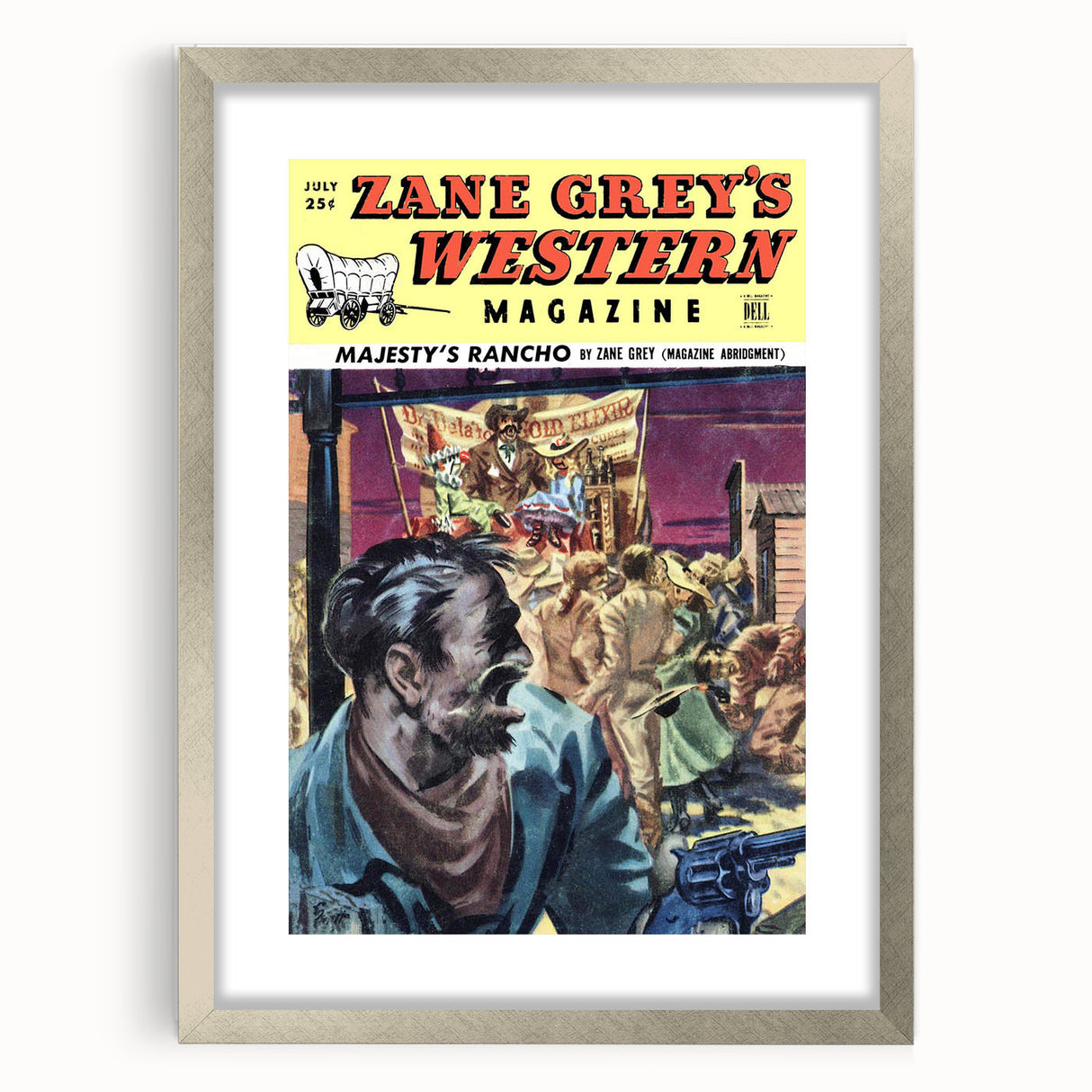 Vintage Magazine Cover Art – Zane Grey’s Western Action Print