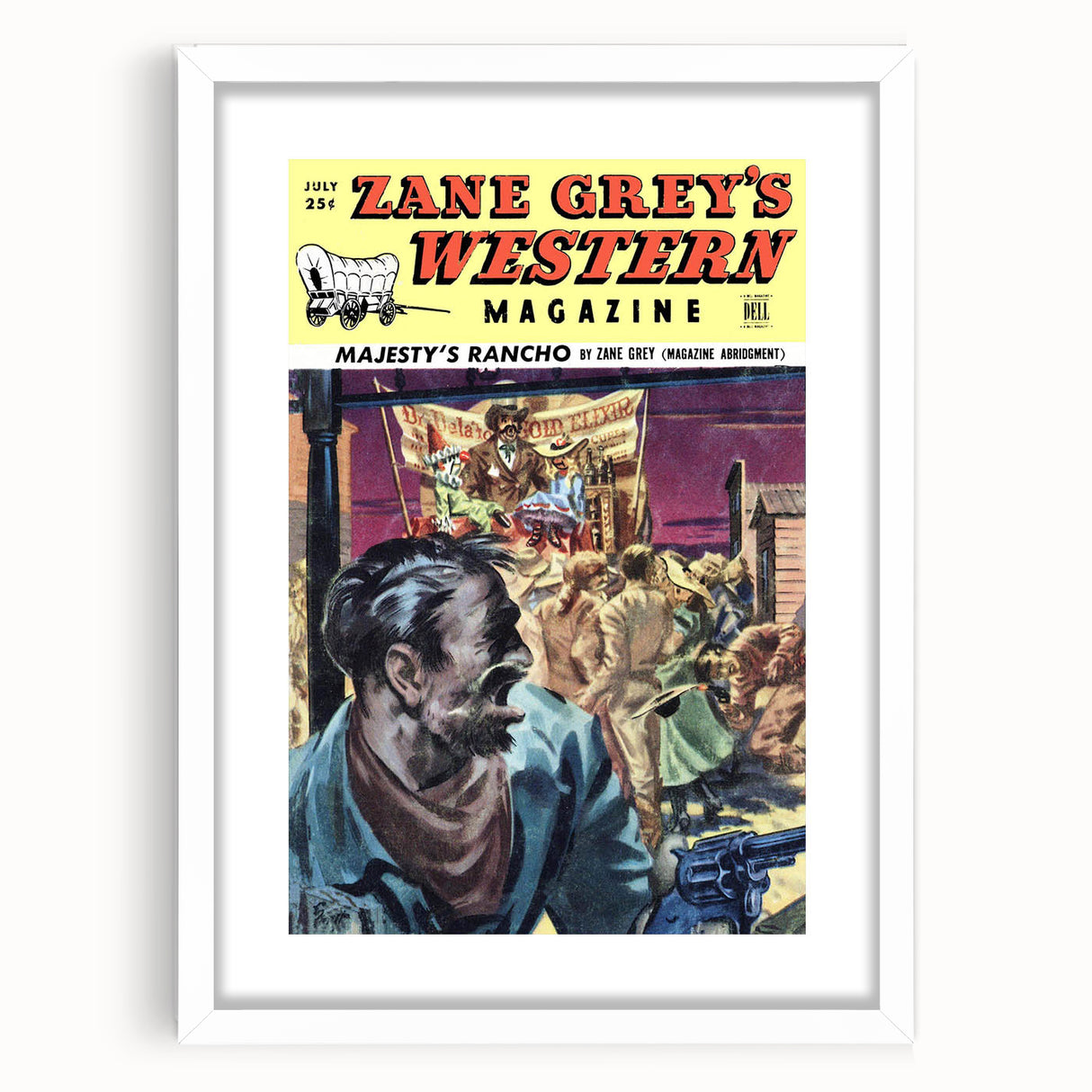 Vintage Magazine Cover Art – Zane Grey’s Western Action Print