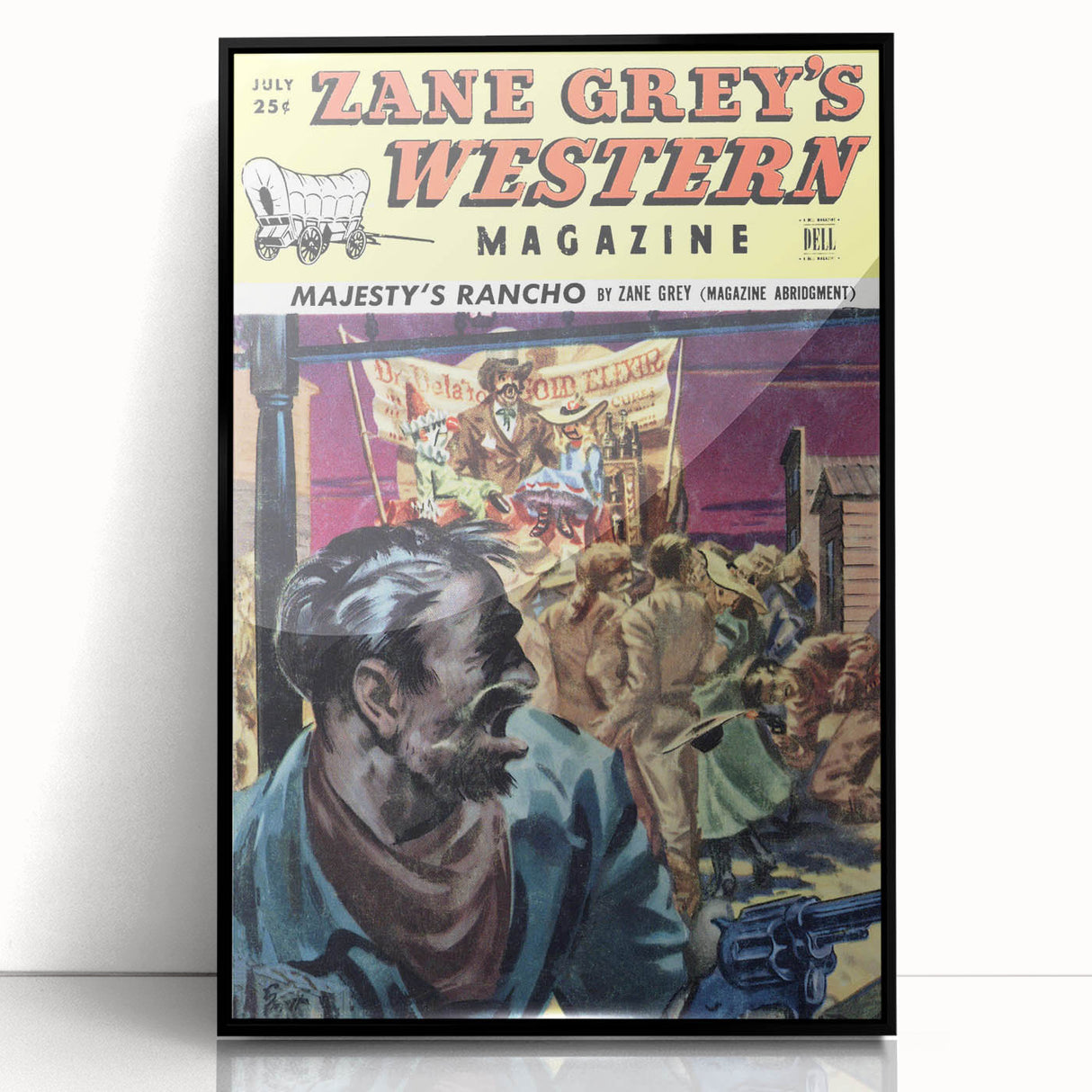 Vintage Magazine Cover Art – Zane Grey’s Western Action Print
