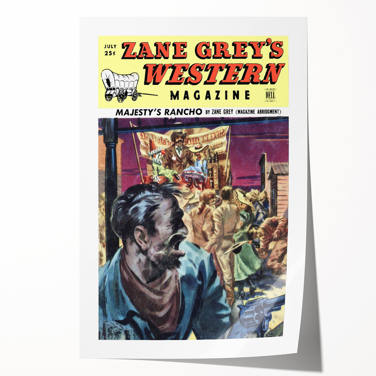 Vintage Magazine Cover Art – Zane Grey’s Western Action Print