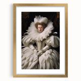 Antique Portrait Prints - Regal Lady in Feathered Gown Canvas Art