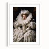 Antique Portrait Prints - Regal Lady in Feathered Gown Canvas Art
