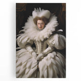 Antique Portrait Prints - Regal Lady in Feathered Gown Canvas Art