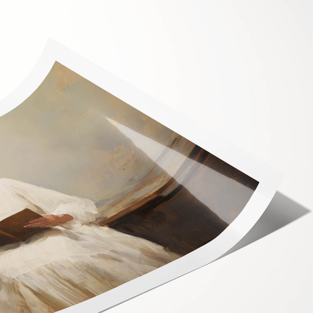 Vintage Portrait Art | Woman Reading on Rustic Bench