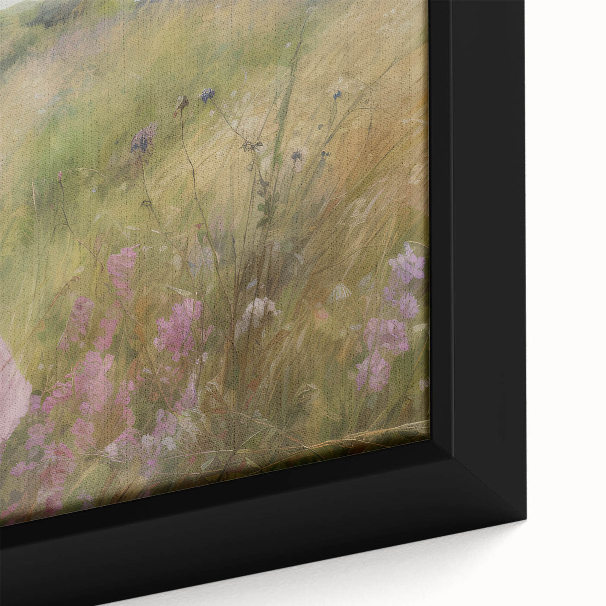 Vintage Portrait Art | Woman in Flower Field with Lilac Dress