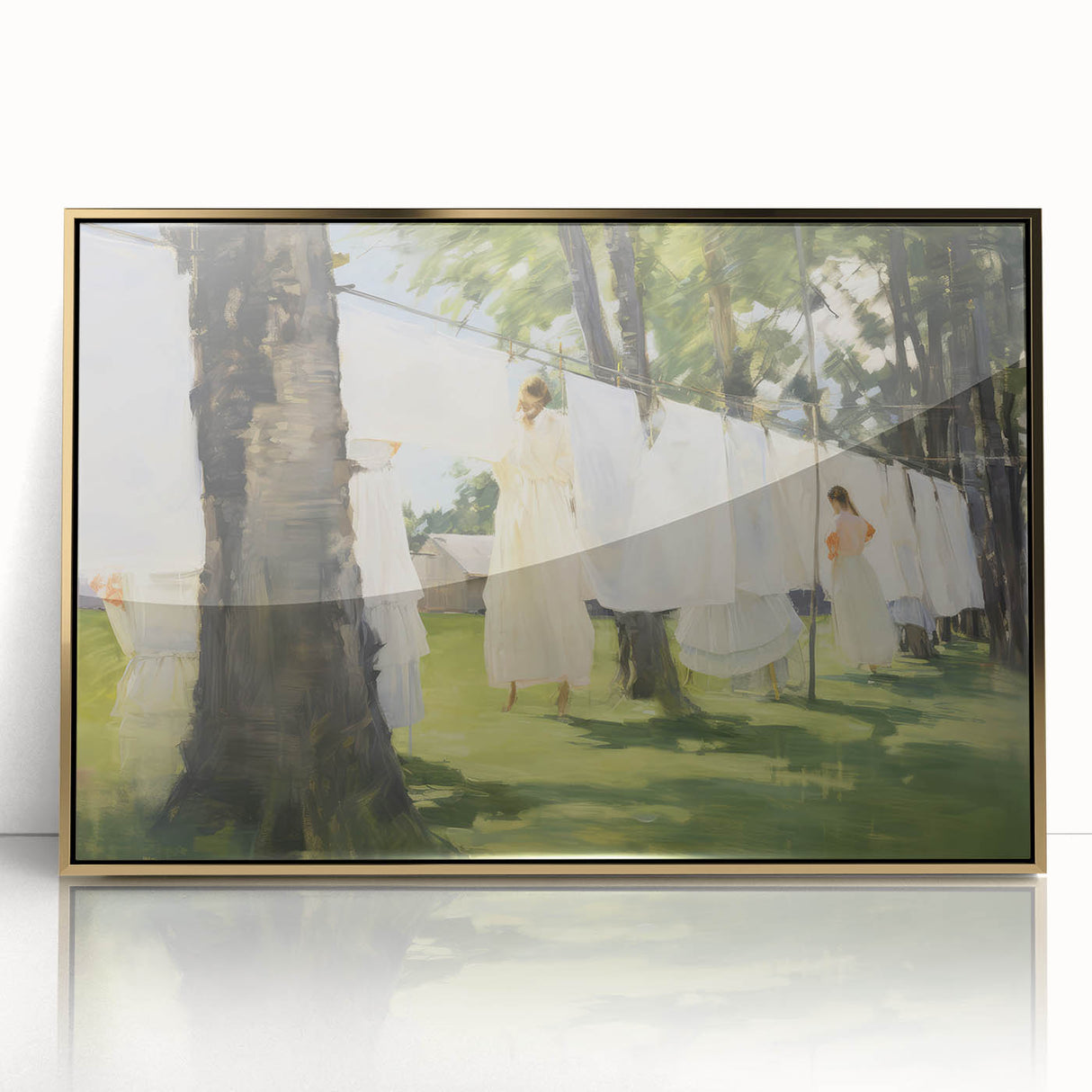 Vintage Portrait Art – Sunlit Laundry Scene Canvas Print