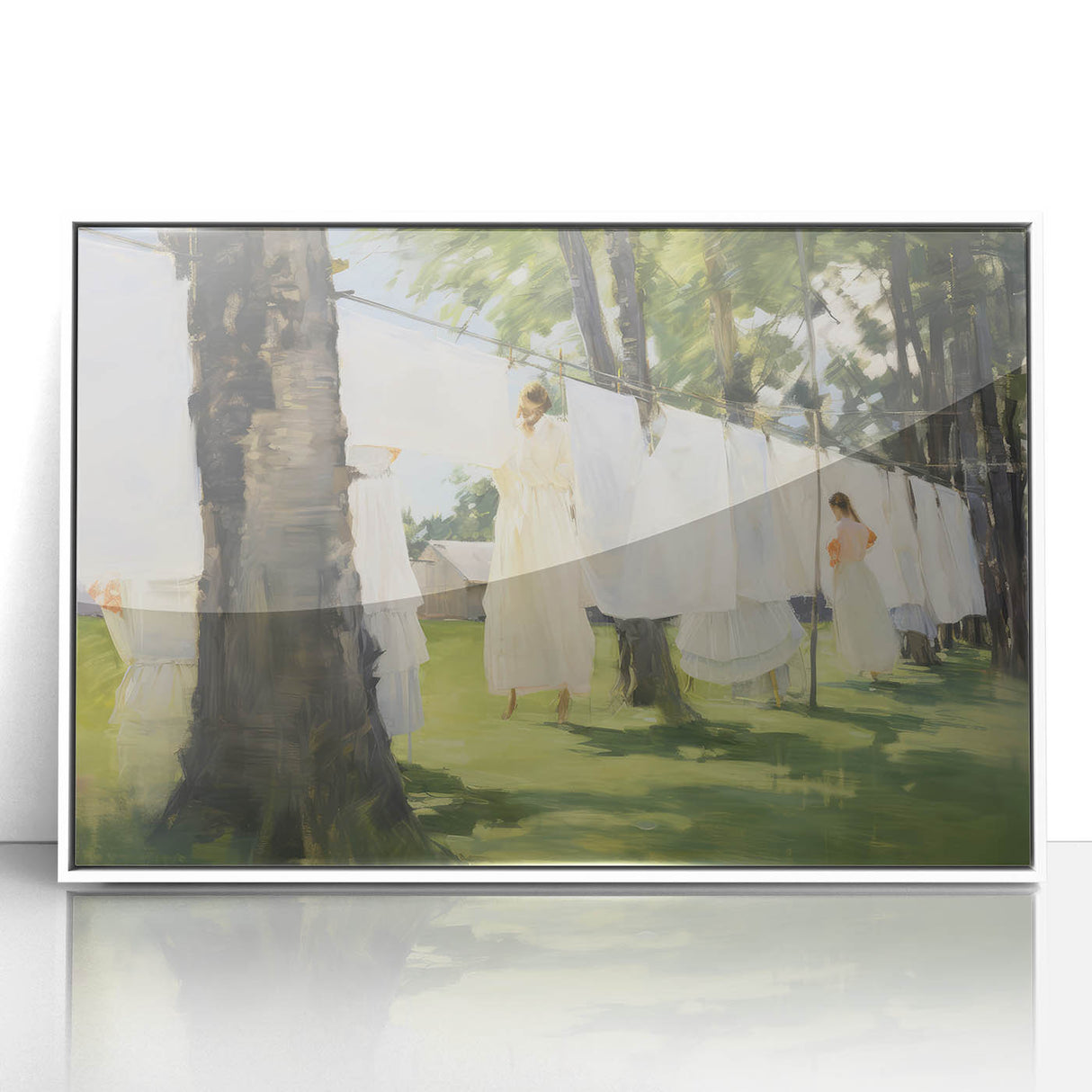 Vintage Portrait Art – Sunlit Laundry Scene Canvas Print