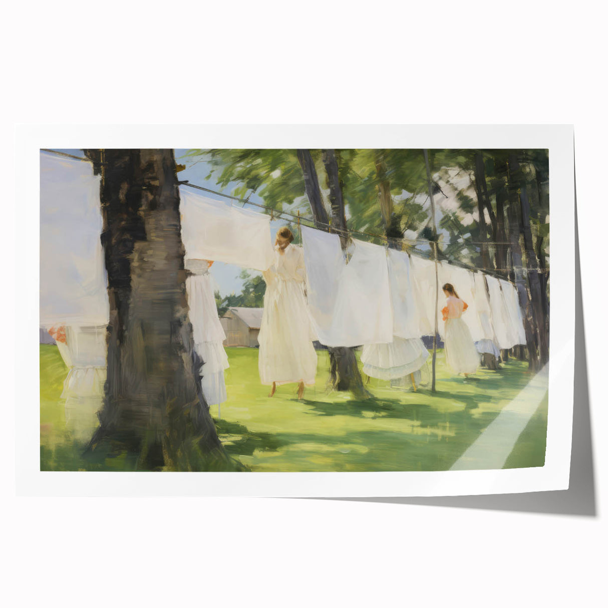Vintage Portrait Art – Sunlit Laundry Scene Canvas Print
