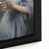 Classic Portrait Artwork - Woman in Blue Holding Glass Vase