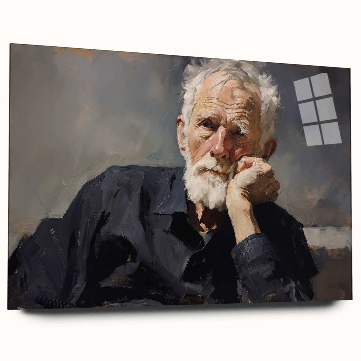 Vintage Portrait Art – Reflective Elder Canvas Print