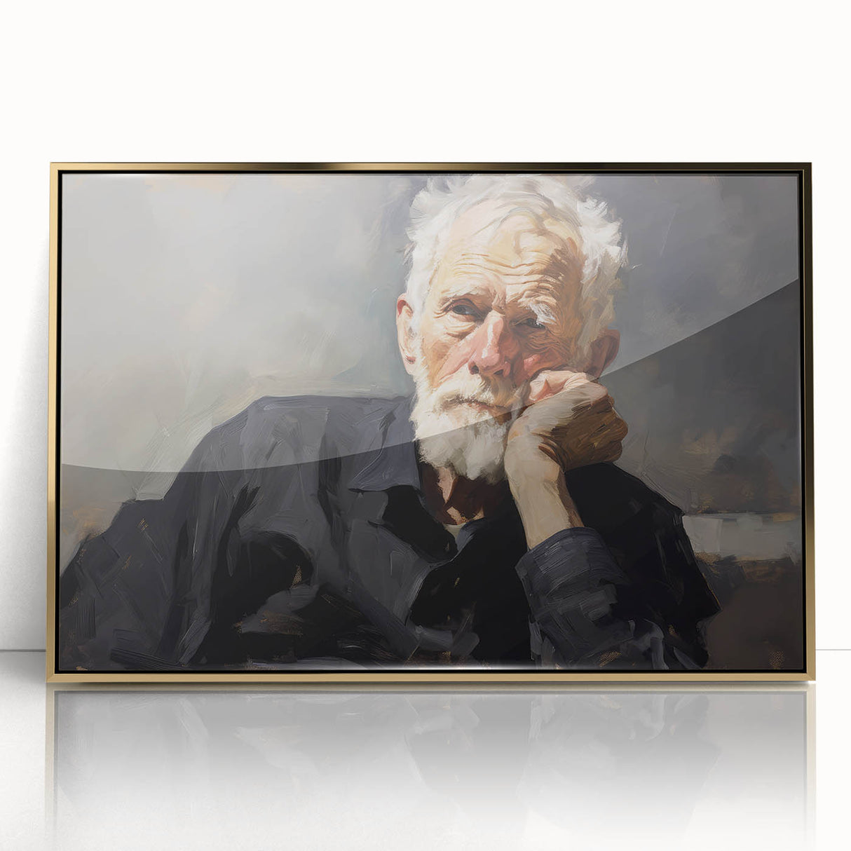 Vintage Portrait Art – Reflective Elder Canvas Print