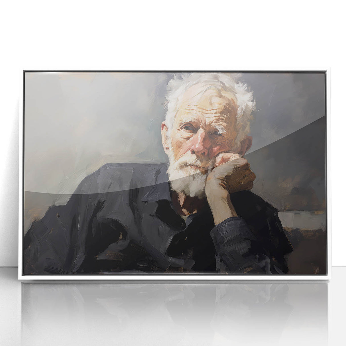 Vintage Portrait Art – Reflective Elder Canvas Print