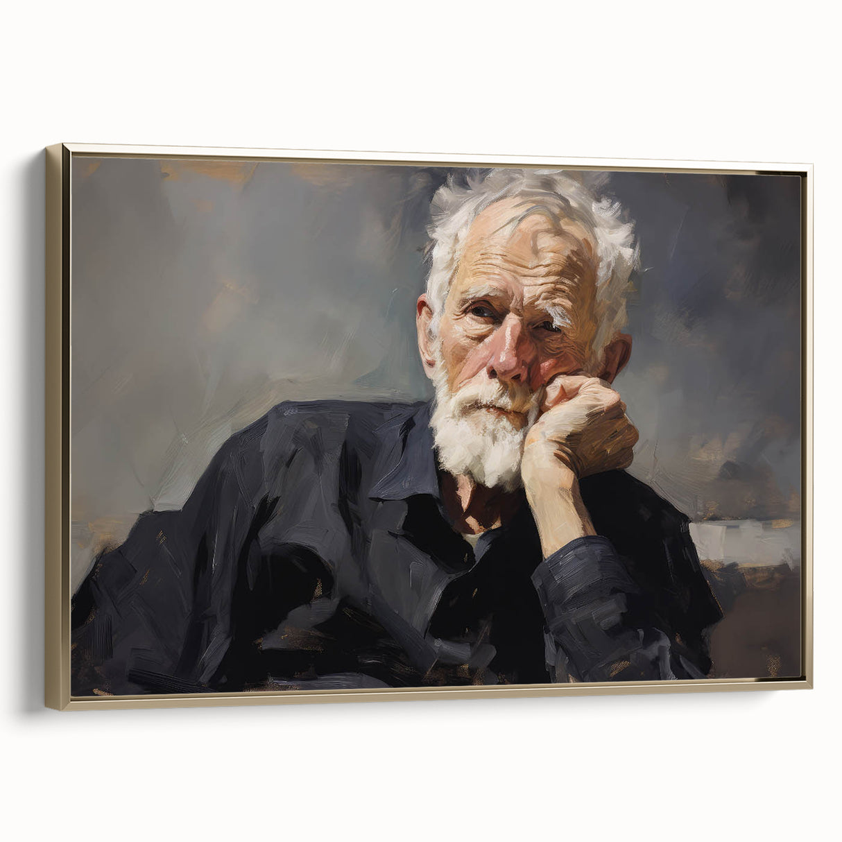 Vintage Portrait Art – Reflective Elder Canvas Print