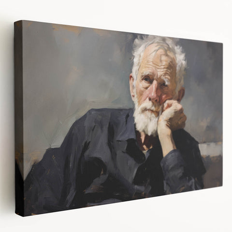 Vintage Portrait Art – Reflective Elder Canvas Print