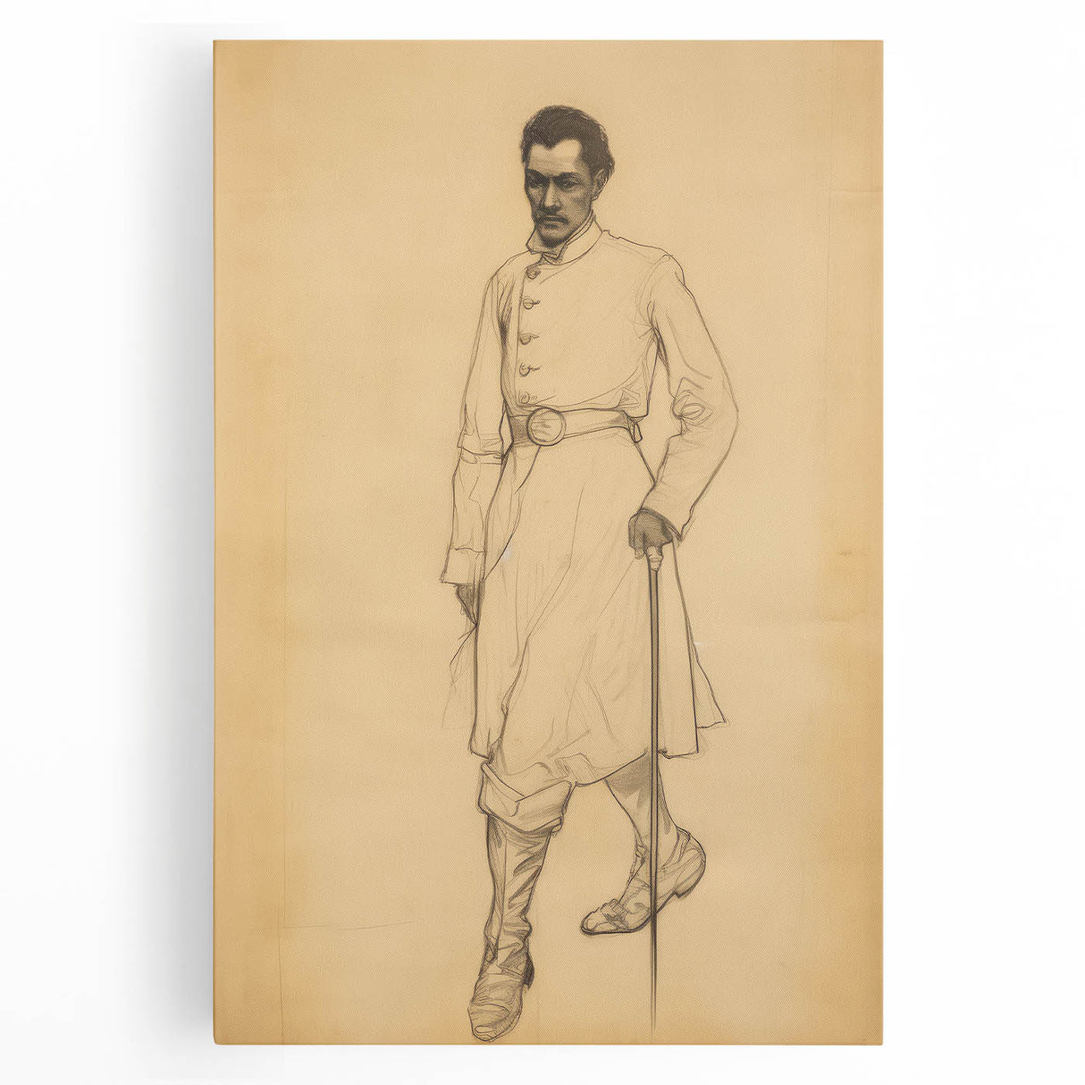 Antique Portrait Prints - Military Gentleman Sketch Art Canvas