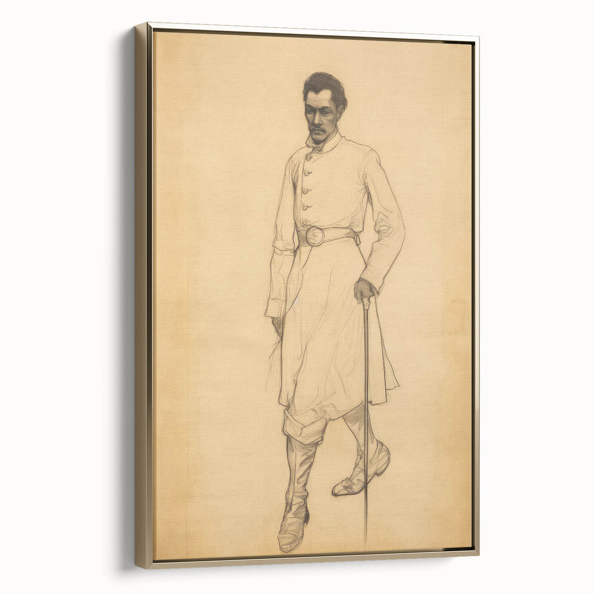 Antique Portrait Prints - Military Gentleman Sketch Art Canvas