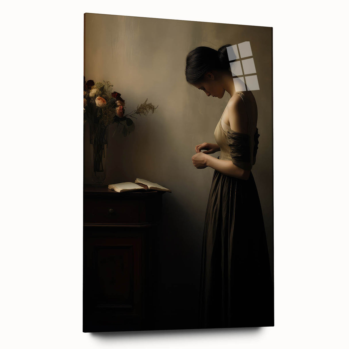 Vintage Portrait Art - Elegant Woman in Warm Light Canvas Print