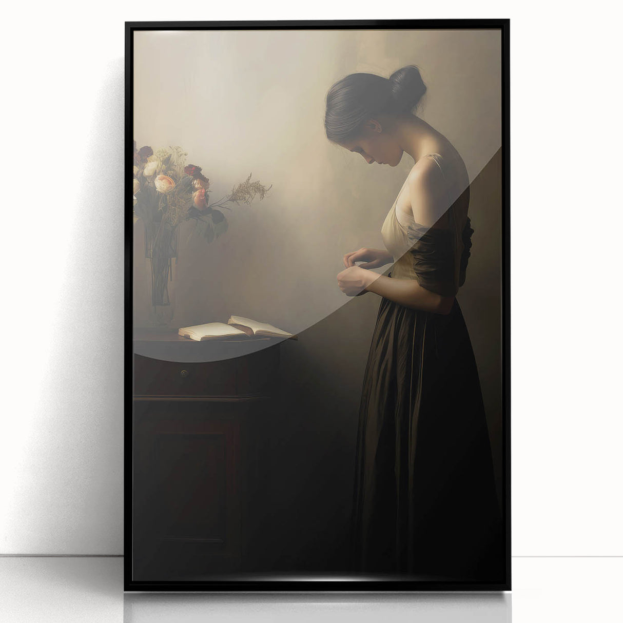 Vintage Portrait Art - Elegant Woman in Warm Light Canvas Print